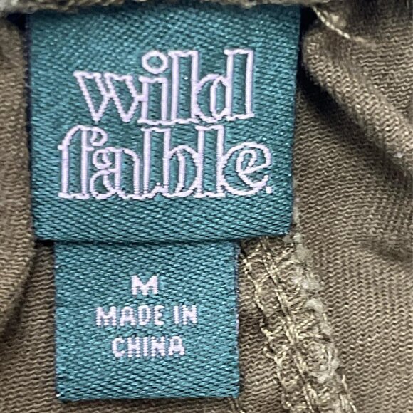 Wild Fable Wide‑Leg Cargo Pants | Women’s M | Green Cotton Streetwear Casual - Picture 4 of 5